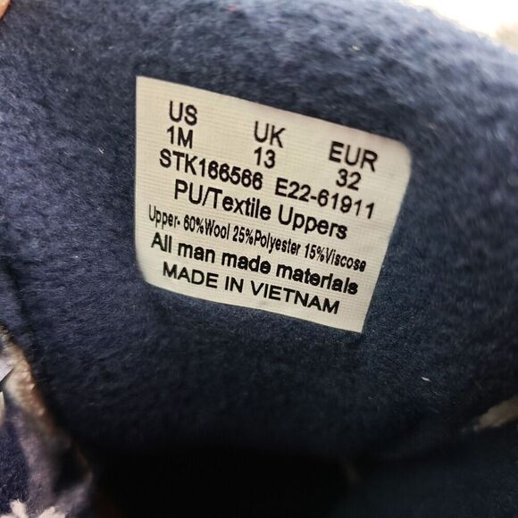 Sperry Top Sider Saltwater Youth Size 1Y Blue Plaid Wool Waterproof Duck Boot - Picture 12 of 12